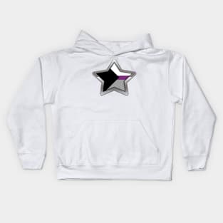 Large Demisexual Pride Flag Colored Star with Chrome Frame Kids Hoodie